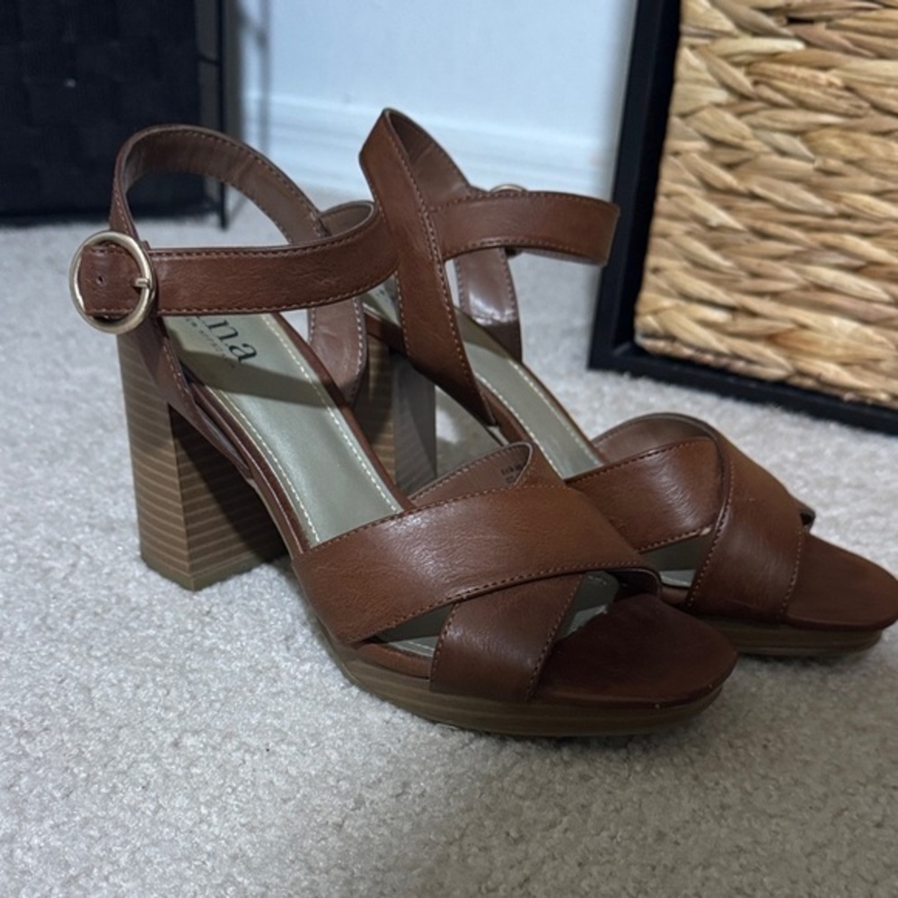 A.n.a Brown Block Heel Sandals